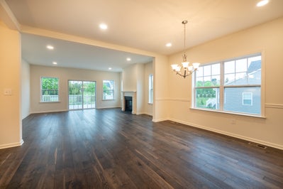 Franklyn Great Room & Dining Room (Optional Fireplace). 2,486sf New Home in White Haven, PA