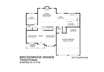 Breckenridge Grande Traditional Base - 1st Floor. 4br New Home in Easton, PA