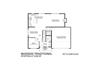 Madison Traditional Base - 1st Floor. 4br New Home in Easton, PA