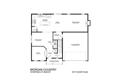 Morgan Country Base - 1st Floor Plan. 2,648sf New Home in Coopersburg, PA