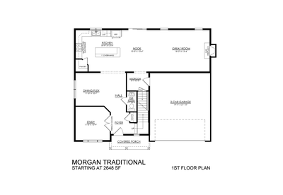 Morgan Traditional Base - 1st Floor Plan. New Home in Mountain Top, PA