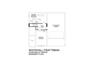 Whitehall Craftsman Base - Basement Floor Plan. Whitehall New Home in Schnecksville, PA
