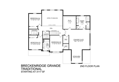 Breckenridge Grande Traditional Base - 2nd Floor. 3,117sf New Home in Tatamy, PA