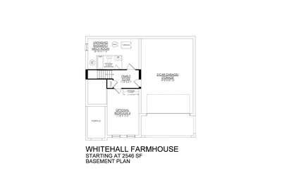 Whitehall Farmhouse Base - Basement Floor Plan. Schnecksville, PA New Home