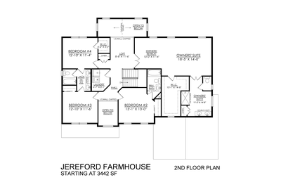Farmhouse Base - 2nd Floor. Jereford New Home in Easton, PA
