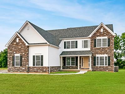 Churchill Farmhouse Exterior with Side Entry Garage. 3,060sf New Home in Center Valley, PA