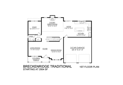 Traditional Base - 1st Floor. Breckenridge New Home in Mountain Top, PA