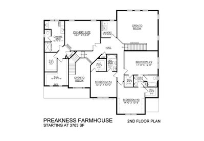 Preakness Farmhouse Base - 2nd Floor. 3,763sf New Home in Easton, PA