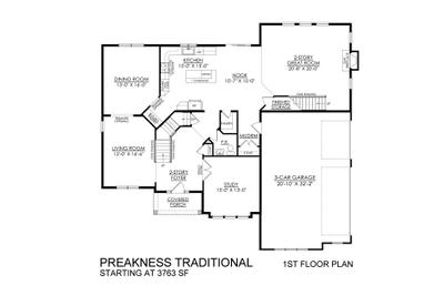 Preakness Traditional Base - 1st Floor. 3,720sf New Home in Easton, PA