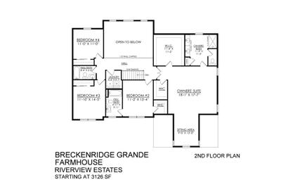 Breckenridge Grande Farmhouse Base - 2nd Floor Plan. 4br New Home in Easton, PA