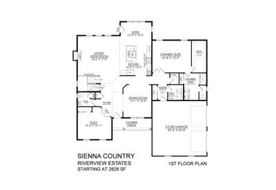 Sienna Base - 1st Floor. 2,828sf New Home in Easton, PA