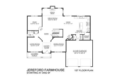 Farmhouse Base - 1st Floor Plan. Easton, PA New Home