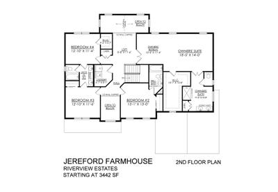 Farmhouse Base - Riverview Estates - 2nd Floor Plan. 3,442sf New Home in Easton, PA