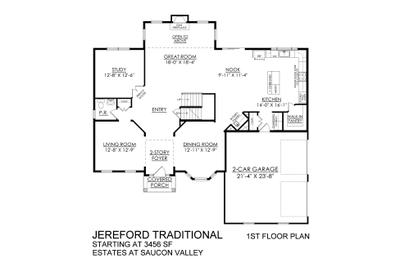 Traditional Base - Estates at Saucon Valley - 1st Floor Plan. New Home in Center Valley, PA