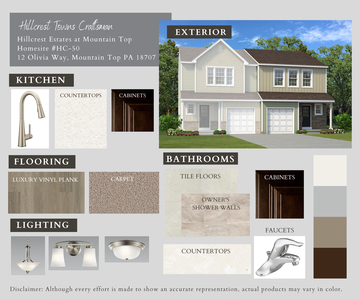 HC-51 Color Selections. 3br New Home in Mountain Top, PA