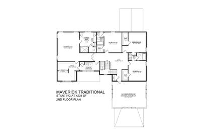Traditional Base - 2nd Floor Plan. 4,266sf New Home in Center Valley, PA