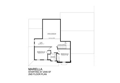 Marella Base - 2nd Floor Plan. Marella Twins New Home in Easton, PA