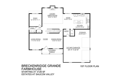Breckenridge Grande Farmhouse Base - Estates at Saucon Valley - 1st Floor. Breckenridge Grande New Home in Center Valley, PA