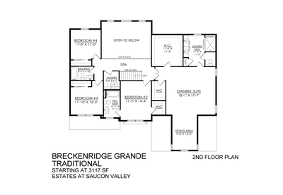 Breckenridge Grande Traditional Base - Estates at Saucon Valley - 2nd Floor. 3,117sf New Home in Center Valley, PA