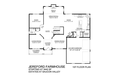 Farmhouse Base - Estates at Saucon Valley - 1st Floor. 3,442sf New Home in Center Valley, PA