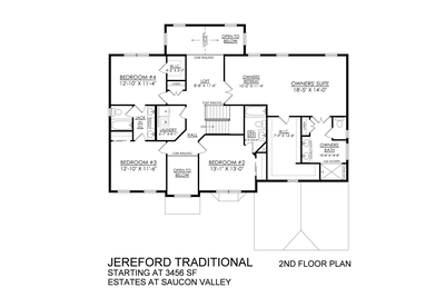 Traditional Base - Estates at Saucon Valley - 2nd Floor. 3,442sf New Home in Center Valley, PA