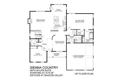 Sienna Base with In-Law Suite - Estates at Saucon Valley - 1st Floor. Center Valley, PA New Home