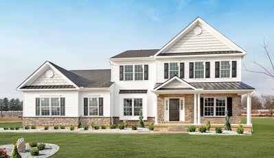 Meridian Farmhouse Exterior. 2,820sf New Home in Center Valley, PA