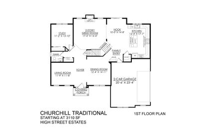 Traditional Base - 1st Floor. Churchill New Home in Easton, PA
