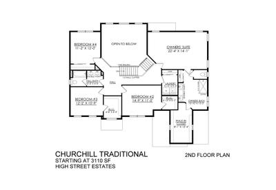 Traditional Base - 2nd Floor. 3,060sf New Home in Easton, PA