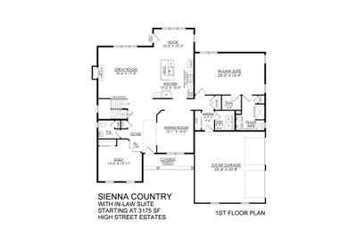 Sienna Base with In-Law Suite - High Street Estates - 1st Floor. Sienna New Home in Bushkill Township, PA
