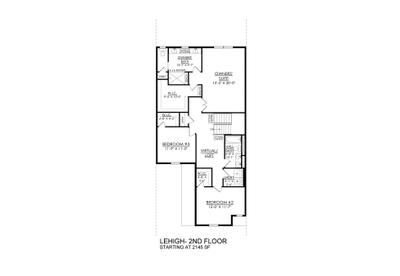 Lehigh Towns Base - 2nd Floor. 2,145sf New Home in Easton, PA