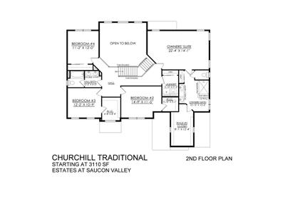 Traditional Base - Estates at Saucon Valley - 2nd Floor. 3,060sf New Home in Center Valley, PA