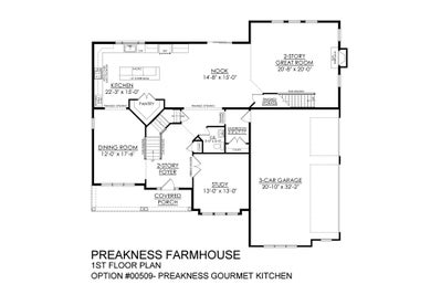 Preakness Farmhouse Gourmet Kitchen Option. 3,763sf New Home in Easton, PA