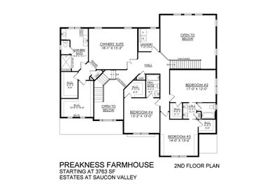 Preakness Farmhouse Base - Estates at Saucon Valley - 2nd Floor. 3,763sf New Home in Center Valley, PA