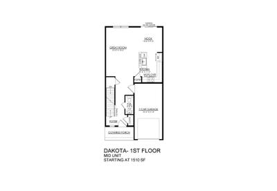 Dakota Interior Unit Base - 1st Floor. 1,495sf New Home in Easton, PA