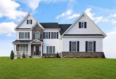 Jereford Farmhouse Exterior with Side Entry Garage. 4br New Home in Center Valley, PA