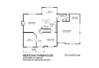 Meridian Farmhouse Base - SV - 1st Floor. Center Valley, PA New Home