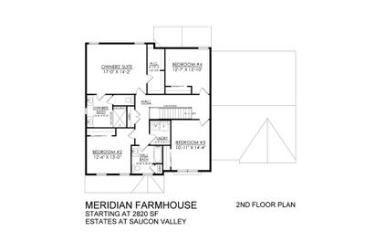 Meridian Farmhouse Base - SV - 2nd Floor. 2,820sf New Home in Center Valley, PA