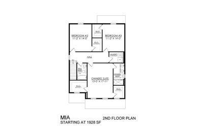 Mia Base - 2nd Floor Plan. 1,928sf New Home in Drums, PA
