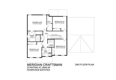 Meridian Craftsman Base - RS - 2nd Floor. 2,849sf New Home in Easton, PA