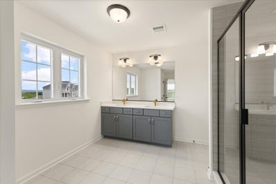 Juniper Owner's Bath. 4br New Home in Schnecksville, PA