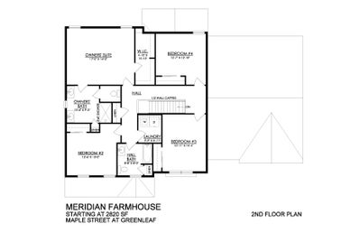 Meridian Farmhouse - 2nd Floor - Greenleaf Fields. Meridian New Home in Schnecksville, PA