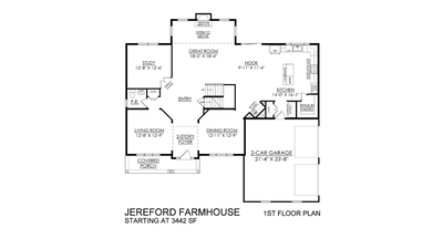 Farmhouse Base - 1st Floor - Greenleaf Fields. 3,442sf New Home in Schnecksville, PA