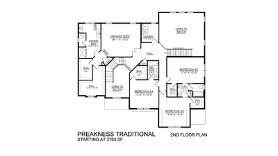 Preakness Traditional Base - 2nd Floor - Greenleaf Fields. 3,720sf New Home in Schnecksville, PA