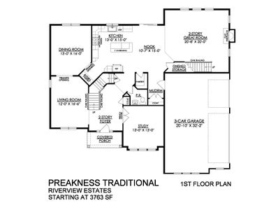 Preakness Traditional Base - 1st Floor - Side Entry. Preakness New Home in Easton, PA