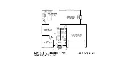 Madison Traditional Base - 1st Floor. Madison New Home in Mountain Top, PA