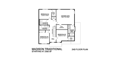Madison Traditional Base - 2nd Floot. 2,392sf New Home in Mountain Top, PA