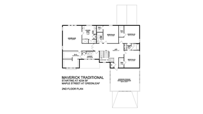Traditional Base - 2nd Floor Plan. 4,266sf New Home in Schnecksville, PA