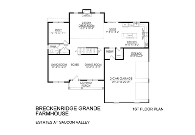Breckenridge Grande Traditional - 1st FloorBreckenridge Grande Farmhouse - 1st Floor. Center Valley, PA New Home