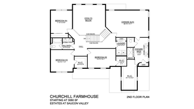 Farmhouse Base - Estates at Saucon Valley - 2nd Floor. Churchill New Home in Center Valley, PA